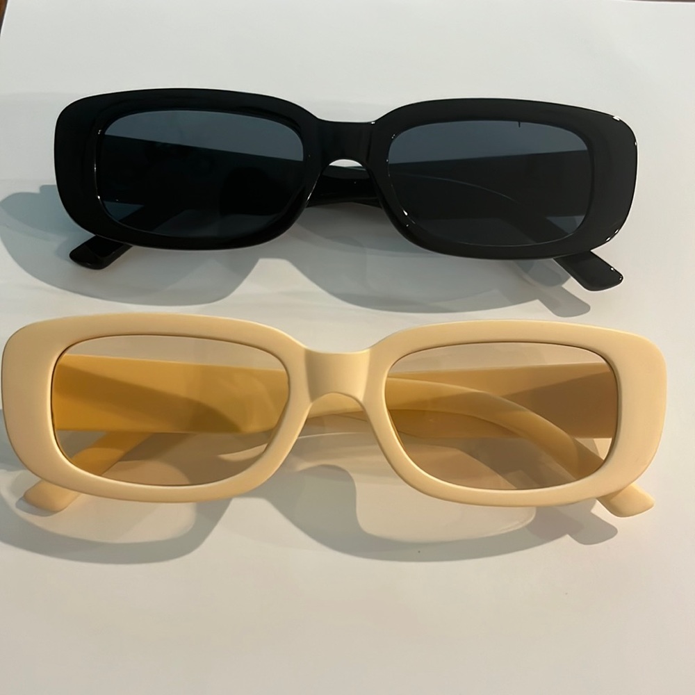 Set of 2 Retro Small Frame Rectangle Sunglasses